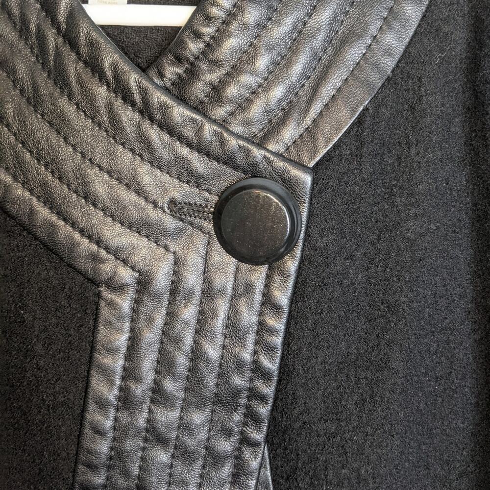 Nordstrom Vintage Wool Leather Jacket Blazer Kimono Sleeves One Button - Picture 4 of 10